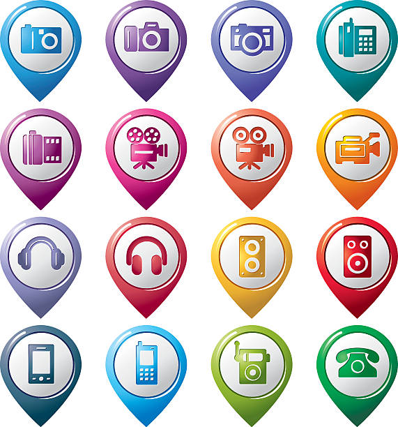 fotos und sound-pointer symbole - information symbol audio stock-grafiken, -clipart, -cartoons und -symbole