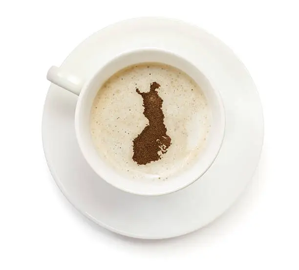 Photo of Coffeecup with powder in the shape of Finland