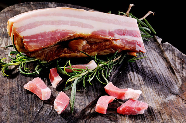 istock Bacon and cubes of bacon 521343315