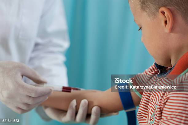 Nurse Making Boy Blood Sampling Stock Photo - Download Image Now - Child, Blood, Examining