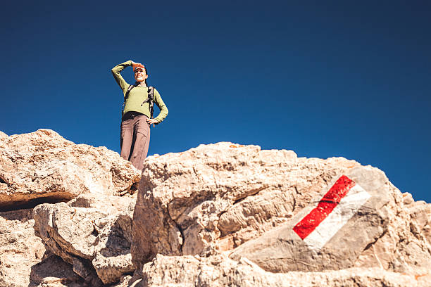 istock Woman on mountain peak 521344689