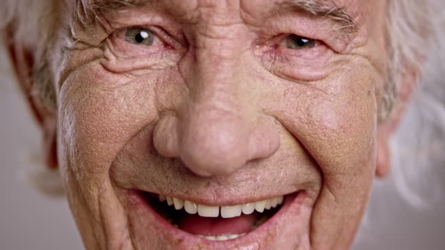 Face of a laughing senior Caucasian man