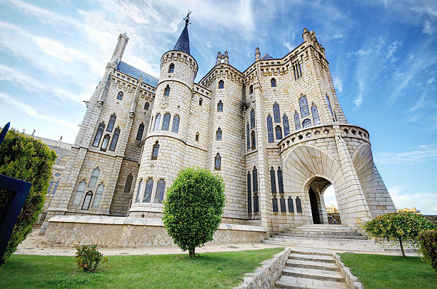 Astorga, Spain - August 22, 2014: Famous landmark Astorga Epsiscopal Palace, in Astorga, Leon, Spain.
