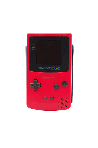 Adelaide, Australia - October 27, 2014: A studio shot of a Nintendo Game Boy Colour. A popular handheld video game device which has sold over 100 million units worldwide.