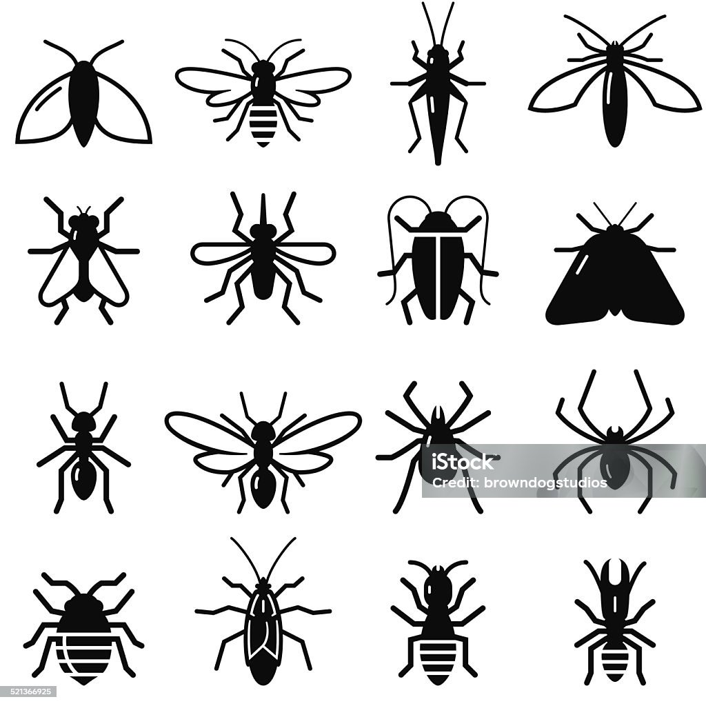 Insects And Bugs - Black Series Insects and bugs symbols. Vector icons for video, mobile apps, Web sites and print projects.  Insect stock vector