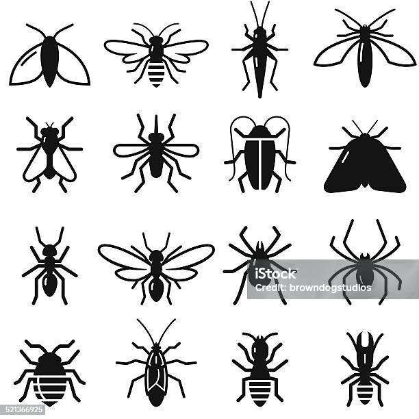 Insects And Bugs Black Series Stock Illustration - Download Image Now - Insect, Flying, Icon