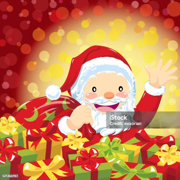 Santa Claus With Present Stock Illustration - Download Image Now - Bag, Holding, Santa Claus