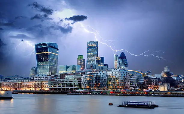 Photo of City of London, UK with Lightning