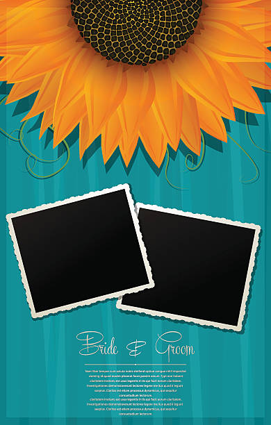Elegant Wedding Background Elegant Wedding Background with Photo Frames - Illustration sunflower vine stock illustrations