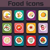 Icons meal plan view, dishes in vector