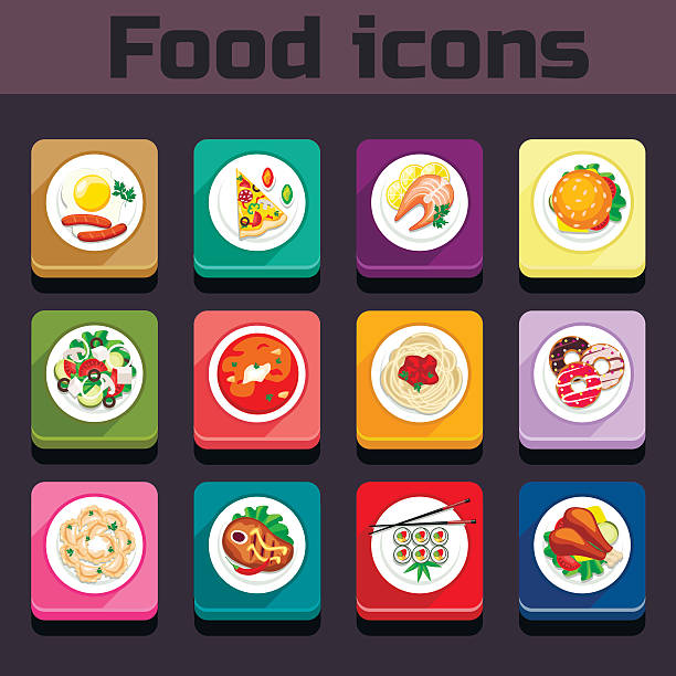 Icons meal plan view Icons meal plan view, dishes in vector sandwich new hampshire stock illustrations