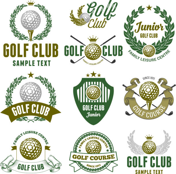 golf verein embleme - golf club golf iron isolated stock-grafiken, -clipart, -cartoons und -symbole