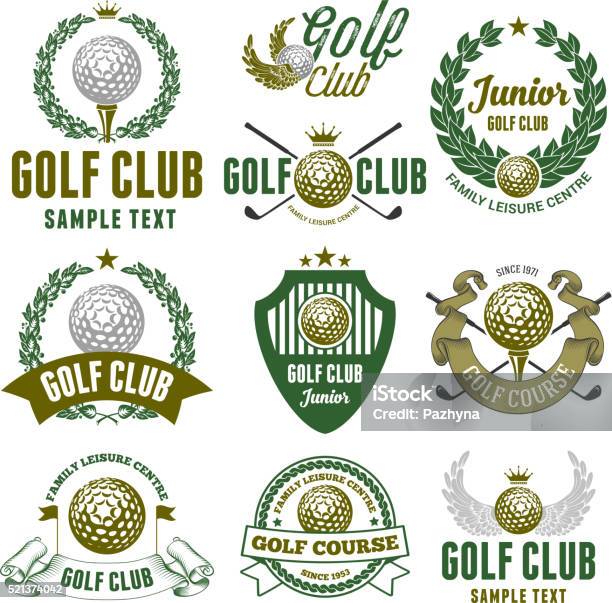 Golf Club Emblems Stock Illustration - Download Image Now - Golf, Animal Wing, Competition