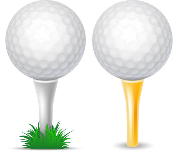 illustrazioni stock, clip art, cartoni animati e icone di tendenza di palline da golf - tee