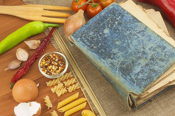 istock Old book of recipes for pasta. Recipe book. 521377280