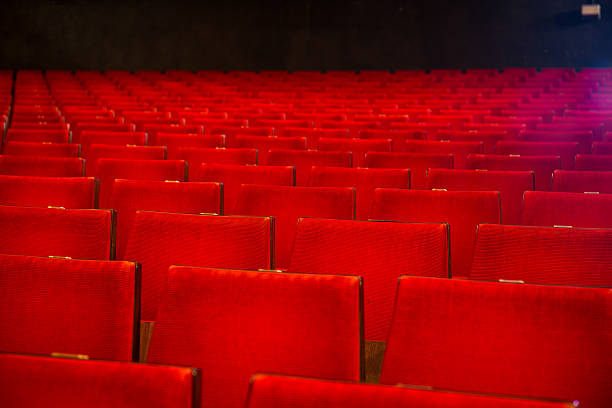 istock Rows of chairs in old style cinema hall 521380500