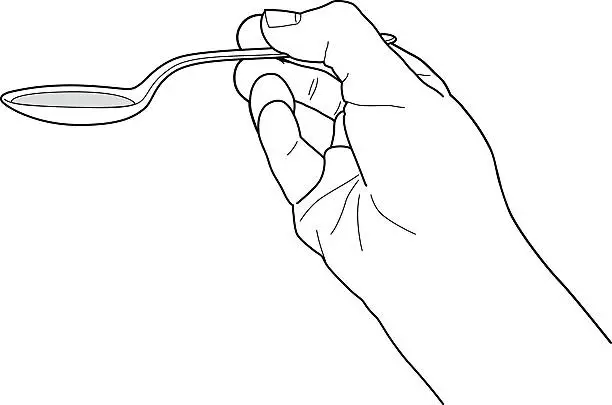 Vector illustration of Hand holding a teaspoon with liquid