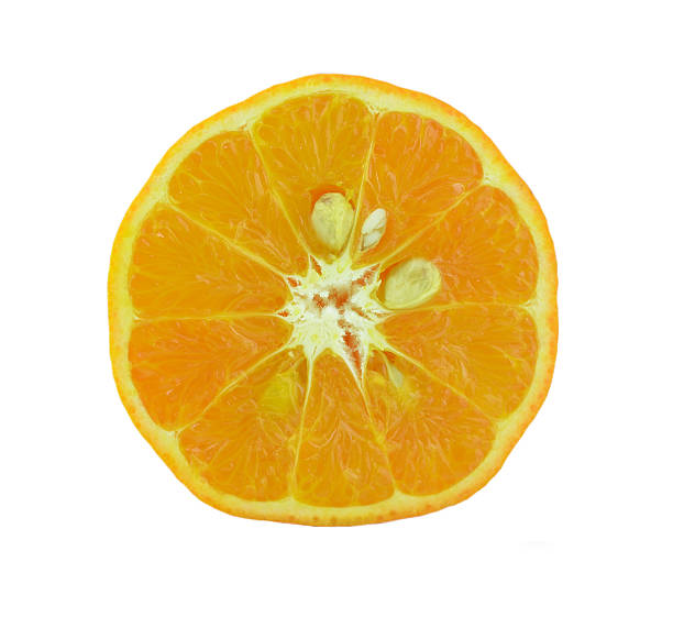 istock Slice of fresh orange isolated on white background 521380873