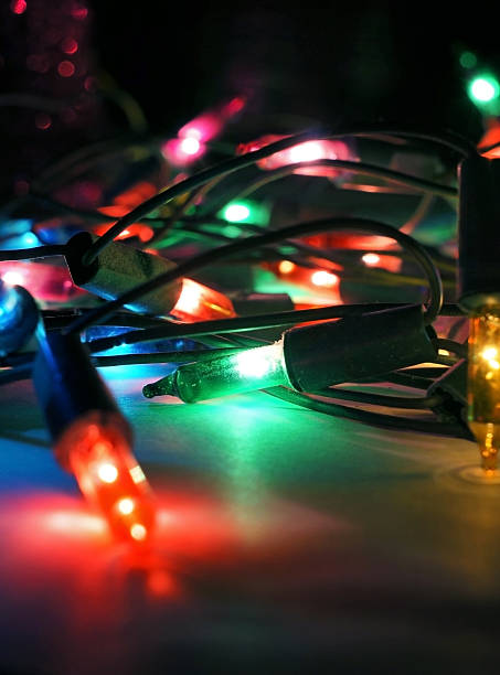 istock Christmas lights decoration on dark background 521380891