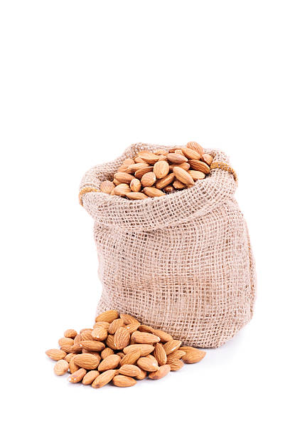 istock Small sack of fresh almonds 521381493