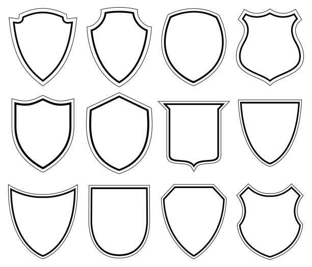 White Shield icons - Illustration Set of shield icons clip art shield stock illustrations