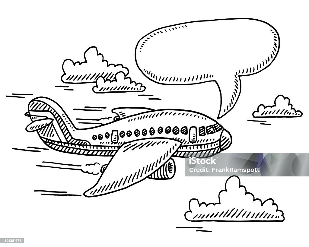 Cartoon Flying Airplane Speech Bubble Drawing Stock Illustration ...