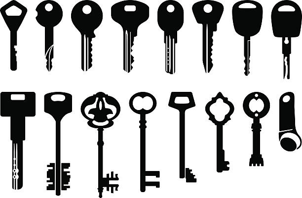 Key Icons Set - illustration Set of modern, decorative and old keys computer key stock illustrations
