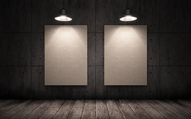 istock two posters hanging in the industrial interior. mock up 521382144