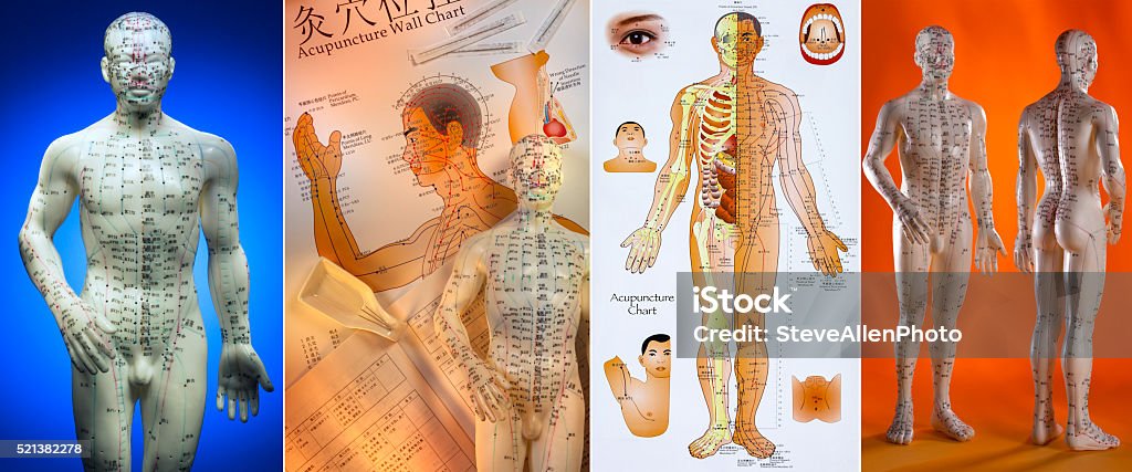 Acupuncture - Chinese Medicine Acupuncture is a system of complementary medicine that involves pricking the skin or tissues with needles, used to alleviate pain and to treat various physical, mental, and emotional conditions. Originating in ancient China, acupuncture is now widely practiced in the West. Acupuncture Stock Photo