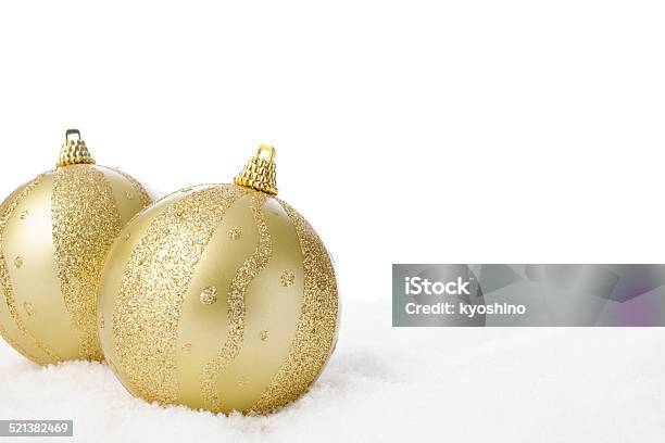 2 つのゴールデンクリスマスボール雪 - お祝いのストックフォトや画像を多数ご用意 - お祝い, カラー画像, クリスマス