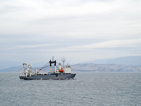 Research vessel in the sea