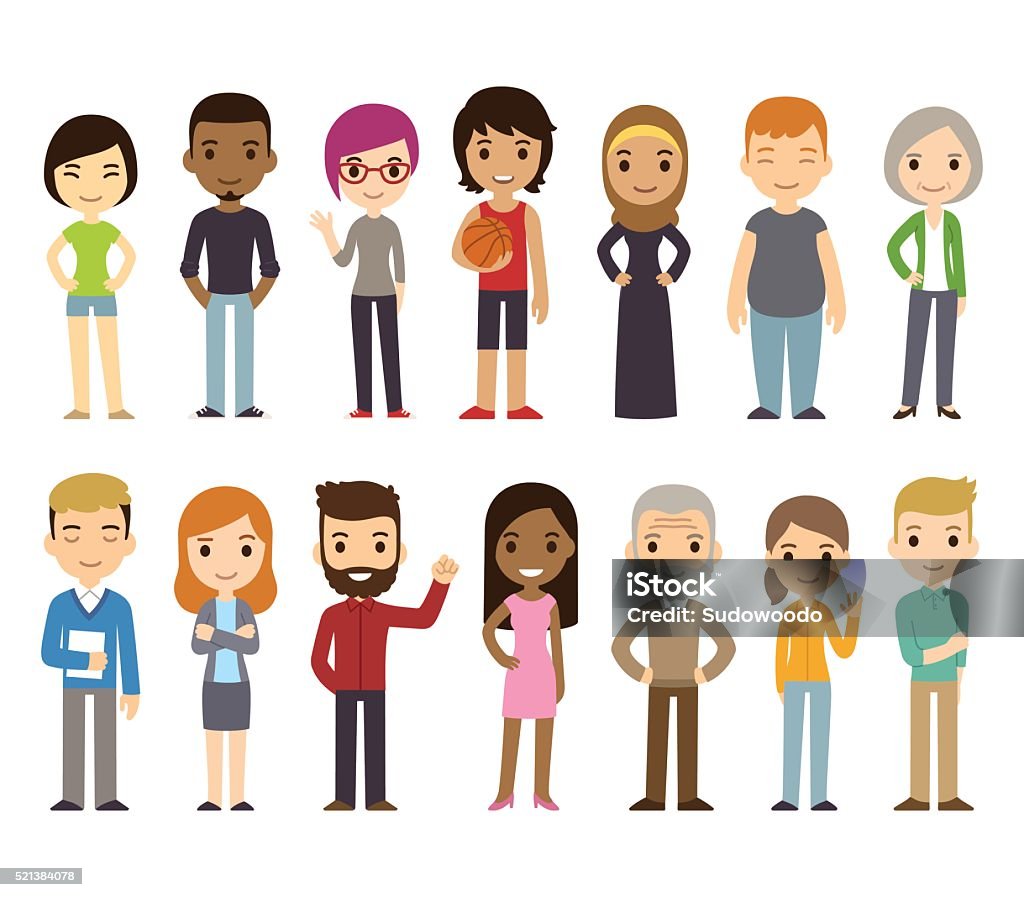 Cartoon Diverse People Stock Illustration - Download Image Now - People,  Cartoon, Characters - iStock
