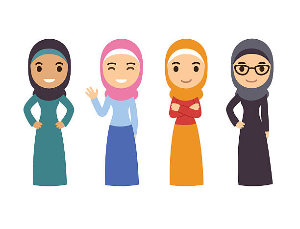 illustrations, cliparts, dessins animés et icônes de femme arabe musulman ensemble - middle eastern ethnicity illustrations