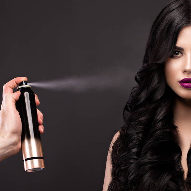 istock Beautiful brunette model: curls, classic makeup and red lips. 521385116