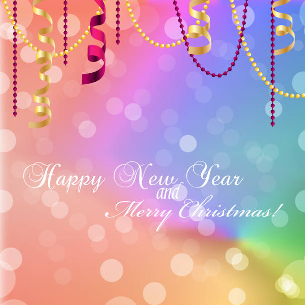 istock Greeting card. Christmas Ribbon. Sparkles and bokeh. Shiny and glowing. 521385733