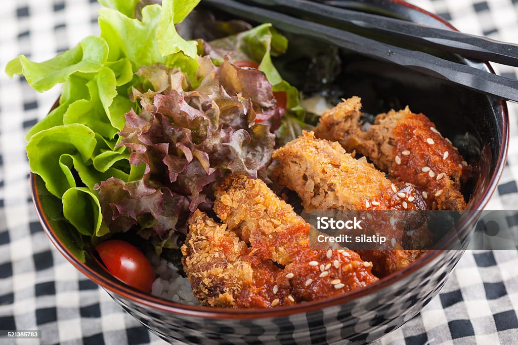 japanese food Japanese style fried tuna hamburg with rice and vegetable Arts Culture and Entertainment Stock Photo