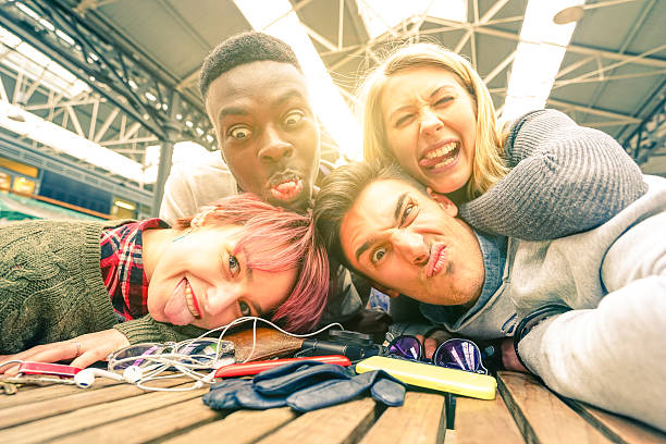 istock Happy best friends taking selfie and having fun together 521386266