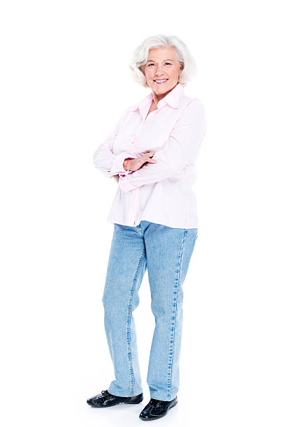 istock Senior woman on white background 521387643