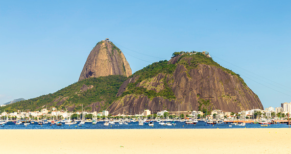 Sugar Loaf Mountain in Rio de Janeiro, Brazil - Pao de Acucar with the bay and Atlantic Ocean