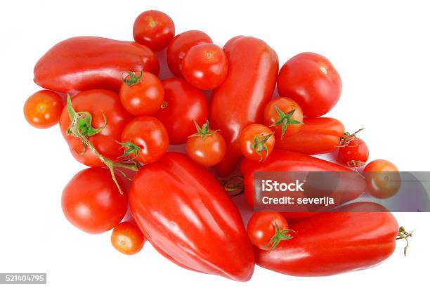 Tomato Isolated On White Stock Photo - Download Image Now - Bunch, Cherry Tomato, Close-up