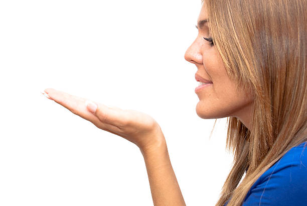 istock Beautiful  Woman  With His Open Hand 521404867
