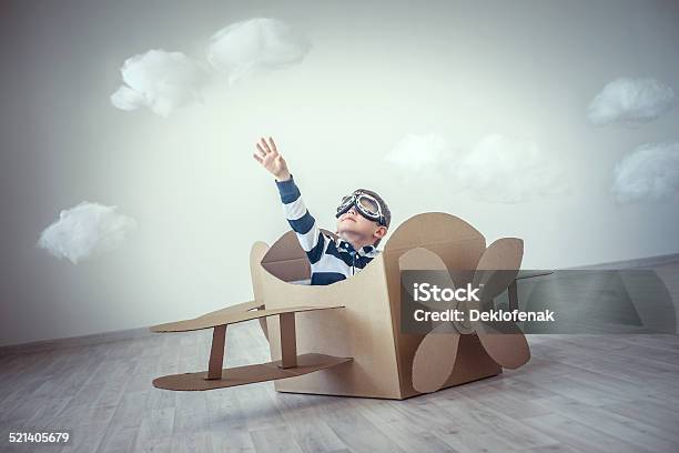 Dreams Stock Photo - Download Image Now - Cardboard, Airplane, Child