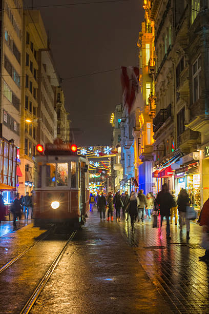 istock Christmas Lights, National Flags and Tramway in Istanbul, Turkey 521406313