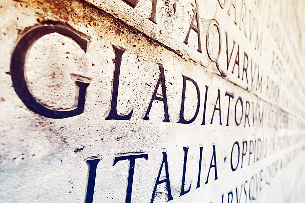 istock Latin inscription on  wall in Rome, Italy 521414609