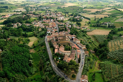 aerial view of Vinci, Tuscany-Italy