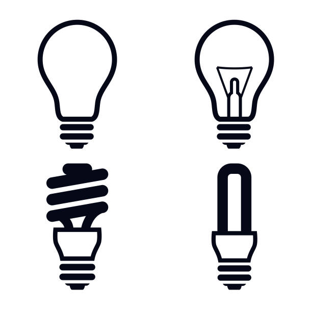 żarówka ikony ilustracja wektorowa - light bulb compact fluorescent lightbulb lamp fluorescent light stock illustrations