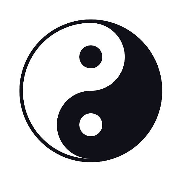 illustrazioni stock, clip art, cartoni animati e icone di tendenza di bianco e nero vettoriale yin-yang lillustration - yin yang symbol immagine