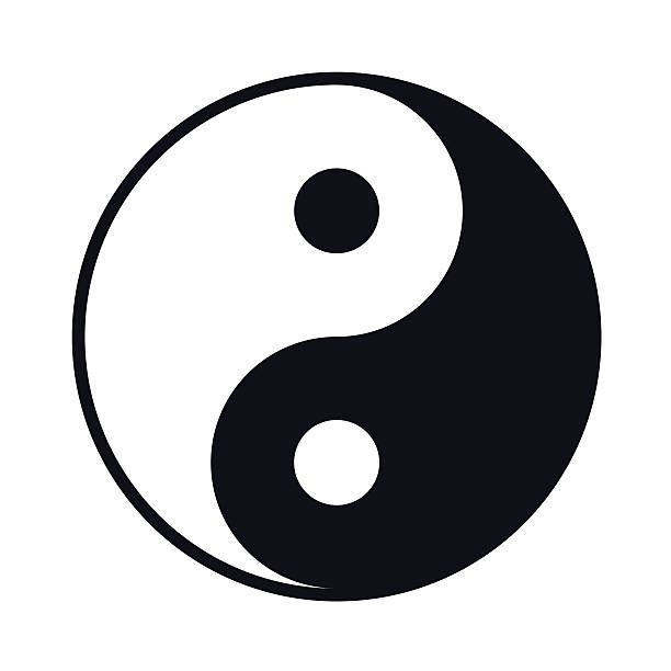 Black And White Yin Yang lIllustration - VECTOR vector art illustration