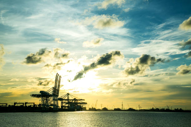 istock Port container terminal for transporatation 521418014