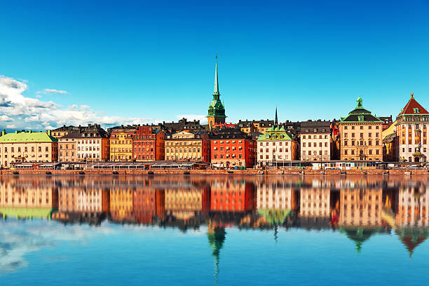 Old Town in Stockholm, Sweden Scenic summer panorama of the Old Town (Gamla Stan) pier architecture in Stockholm, Sweden stockholm stock pictures, royalty-free photos & images